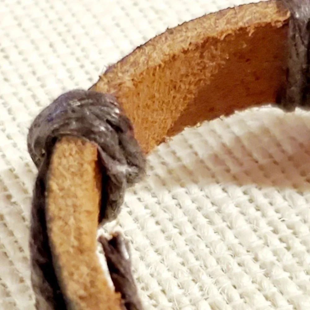 Aztec Sun Leather Cotton Bracelet Adjustable - Picture 5 of 6